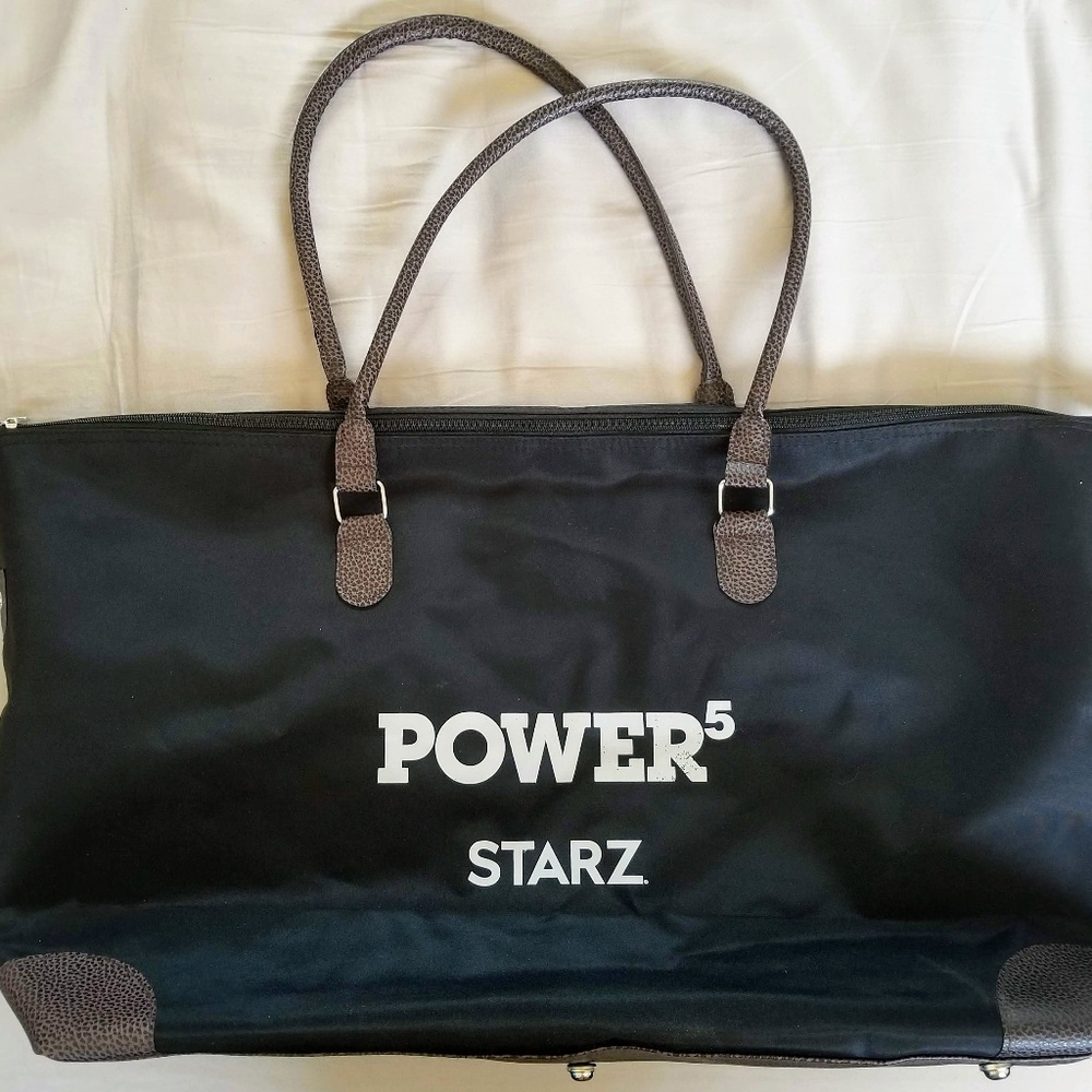 Power Black and Leather Brown Travel Carryall Bag